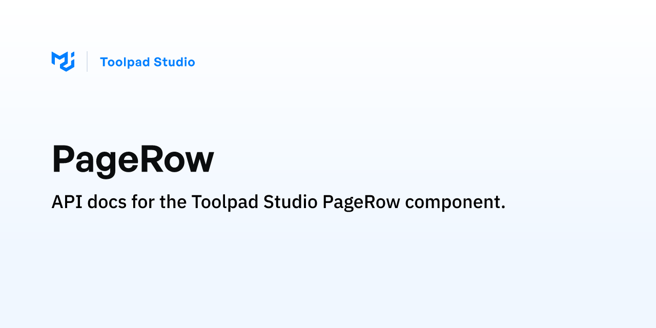 PageRow - Toolpad Studio