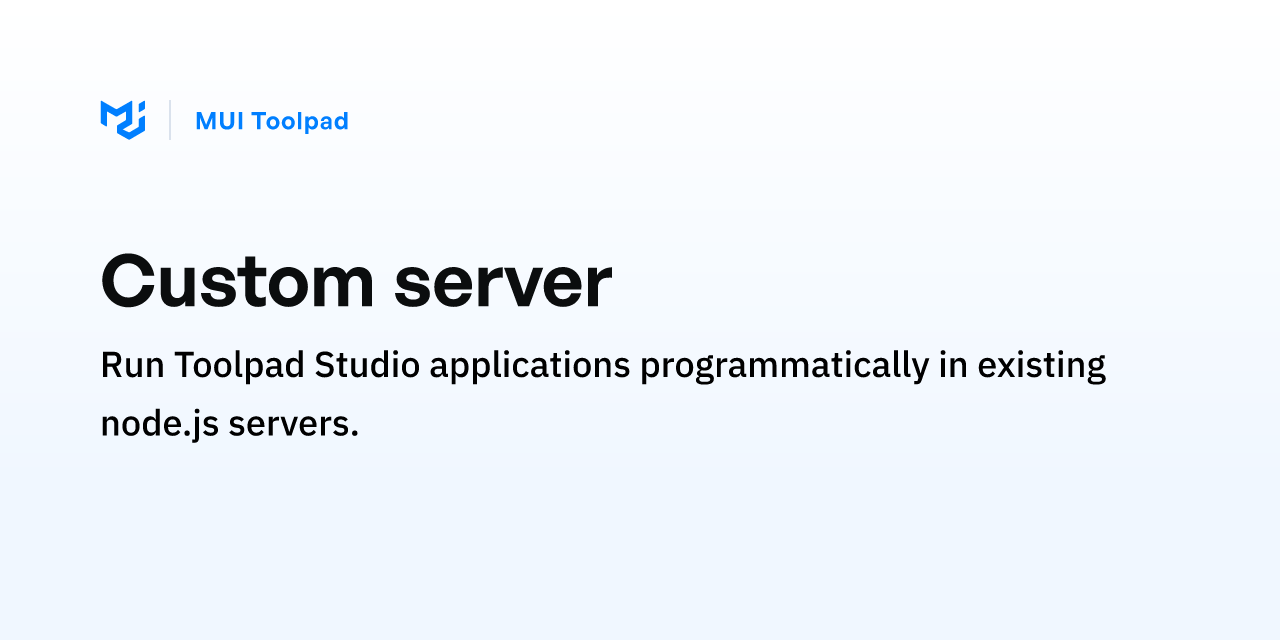 Custom server - MUI Toolpad