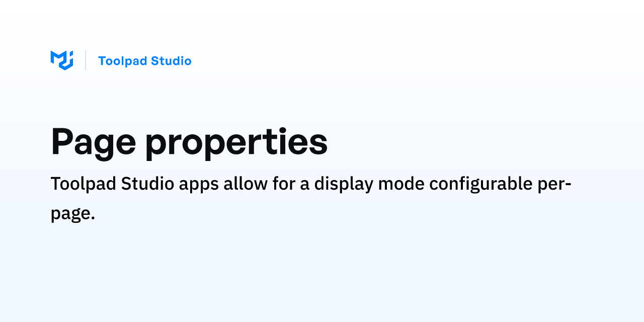 Page properties - Toolpad Studio