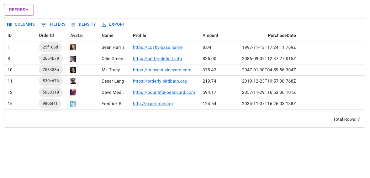 Toolpad app showcasing data grid columns customization